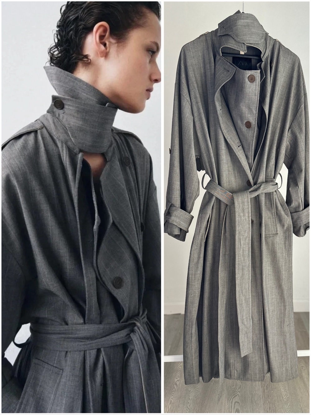 Zara limited edition wool blend trench coat